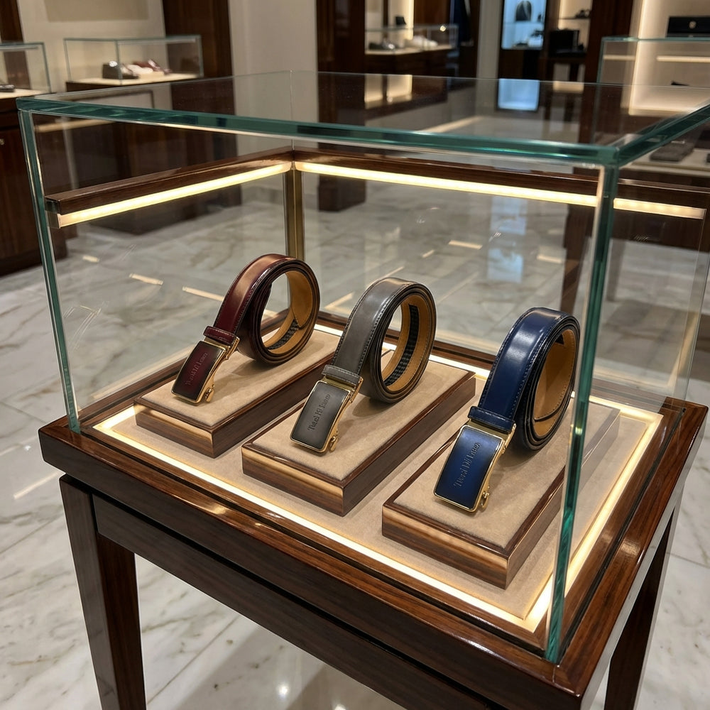 Tucci Di Lusso Handmade Ratchet Mens Luxury Slide Leather Smart Belts