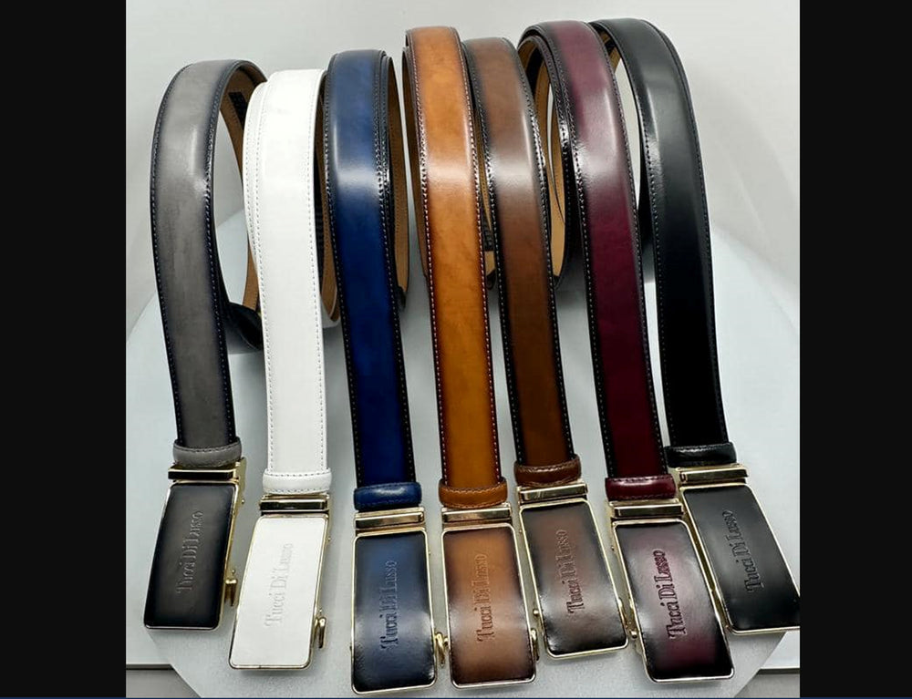 Tucci Di Lusso Mens Belts Handmade Luxury Smart Belts, Italian Leather Ratchet Slide Adjustable Dress and casual Belts for Men