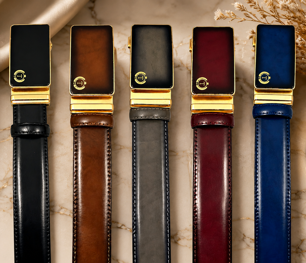 Tucci Di Lusso Men's Italian Leather Smart Belt — Handmade Luxury Auto-Lock Ratchet Belt