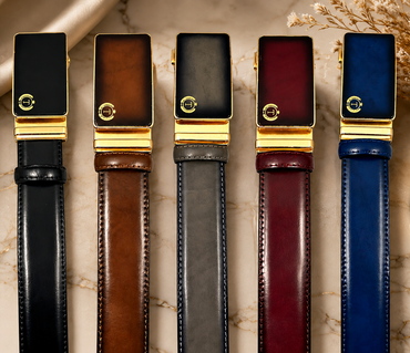 Tucci Di Lusso Men's Italian Leather Smart Belt — Handmade Luxury Auto-Lock Ratchet Belt