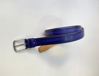 Tucci Di Lusso Mens Special Edition Navy Blue Handpolished Italian Leather Luxury Belt