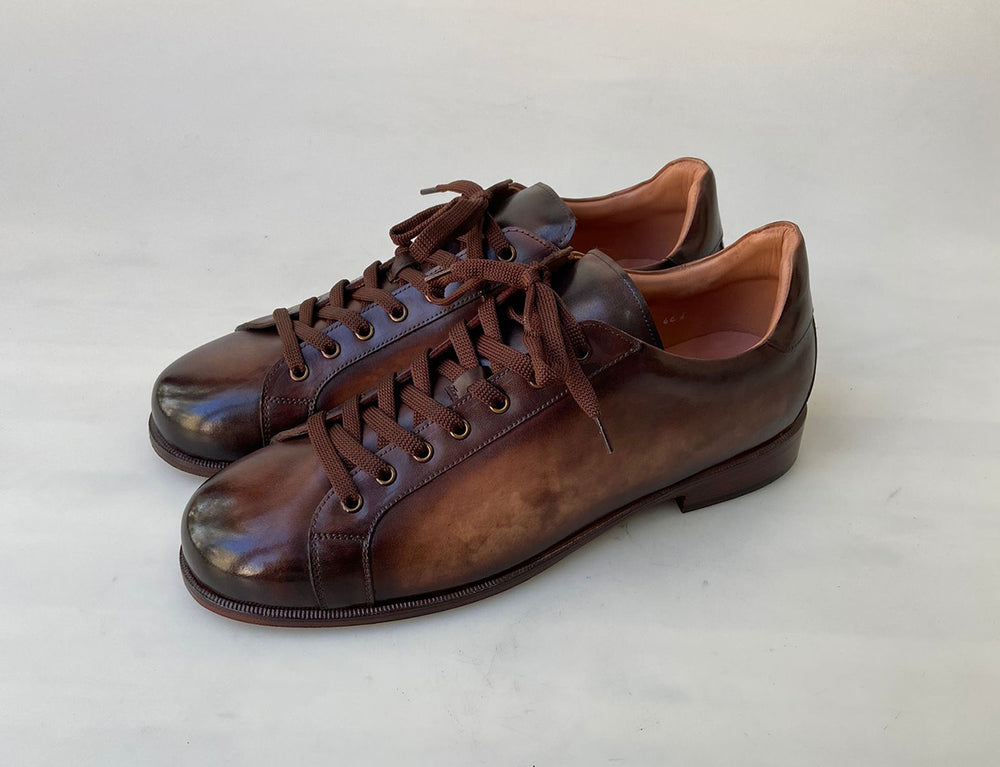 Tucci Di Lusso Mens Burnished Brown Handmade Italian leather Luxury Moccasin Shoes