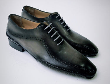 Tucci Di Lusso Mens Gray-Black Handmade Italian leather luxury lace-ups Dress Shoes