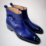 Tucci Di Lusso Mens Italian Leather Royal Blue Handmade Luxury Jodhpur boots