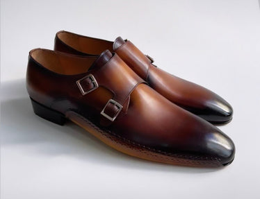 Tucci Di Lusso Mens Special Edition Burnished Brown Double Monkstrap Italian leather handmade luxury shoes