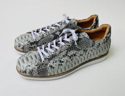 Tucci Di Lusso Mens Special Edition Natural Color Real Python Skin Leather Handmade Luxury Sneakers