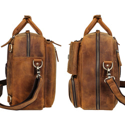 New design vintage style men business convertible leather briefcase laptop messenger bag for men