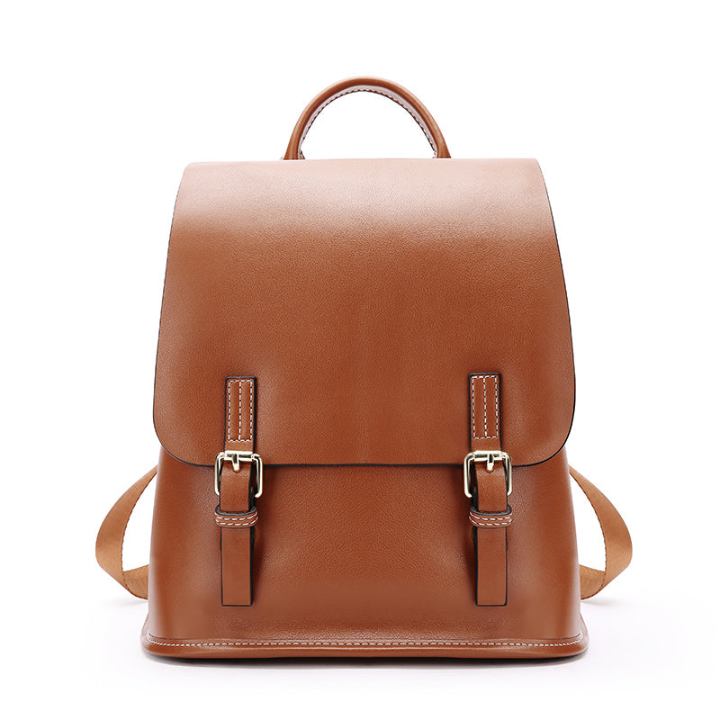 Womens Casual Genuine Leather Backpacks Vintage Shoulder Bag Travel Ladies  Daypacks