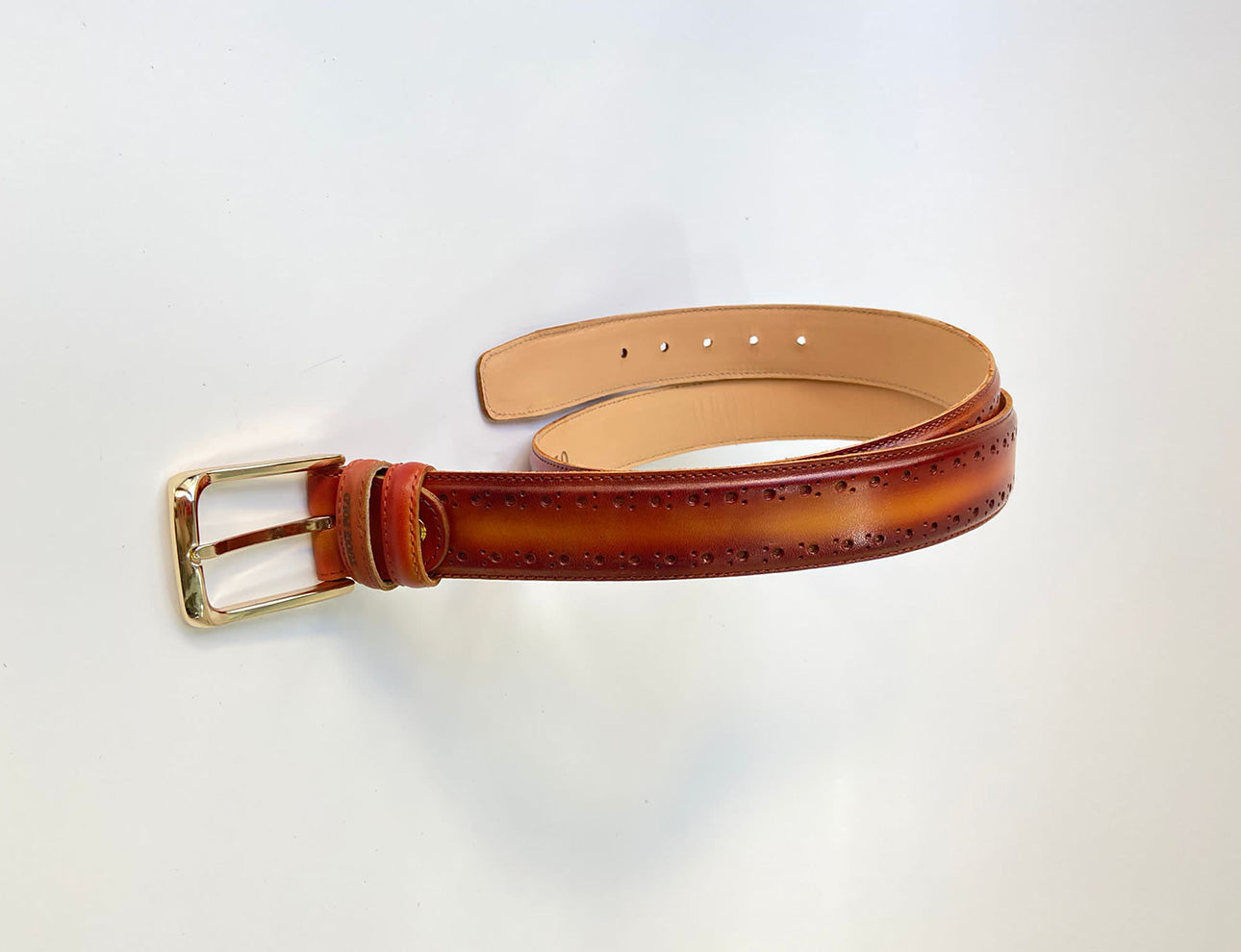 Tucci Di Lusso Mens Special Edition Tan Handpolished Italian Leather Luxury Belt