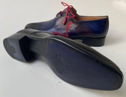 Tucci Di Lusso Mens Handmade Italian Leather Blue & Purple Derby Luxury Dress Shoes