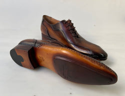 Tucci Di Lusso Mens Brown handmade Italian leather luxury lace-ups Oxford dress shoes